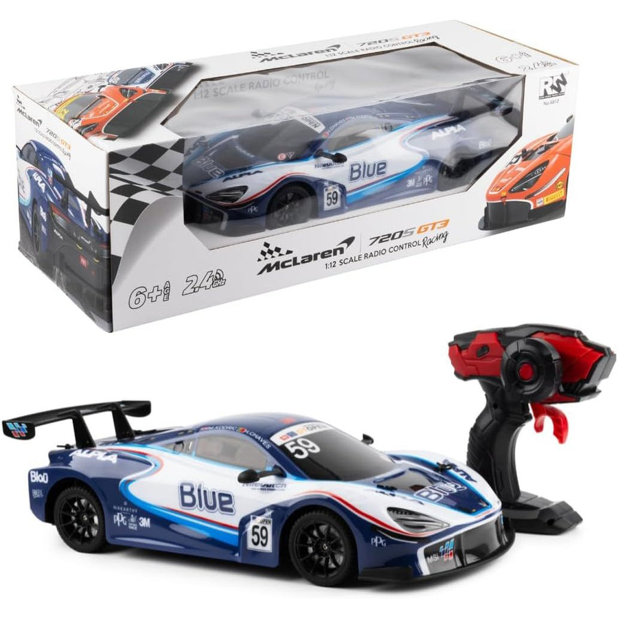 RC Drift Car McLaren 720S GT3 – 1:12 Scale 2.4GHz Remote Control Car with Rechargeable Battery (Blue)