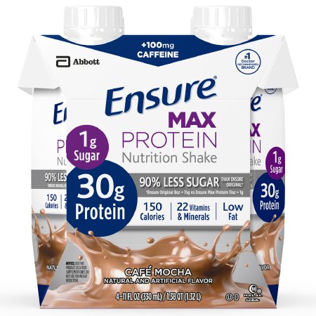 Oral Supplement Ensure Max Protein Nutrition Shake Cafe Mocha Flavor Liquid 11 oz. Reclosable Carton