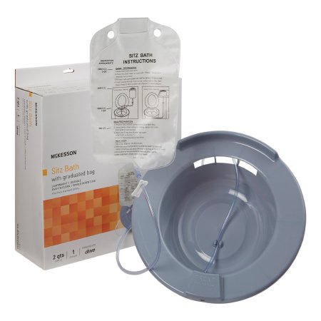 Sitz Bath McKesson Round Gray Plastic 2000 mL Bag Graduated, 500 mL Increments up to 2000 mL