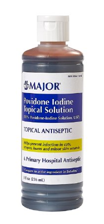 Skin Prep Solution Major 8 oz. Bottle 10% Strength Povidone-Iodine NonSterile