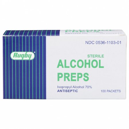 Alcohol Prep Pad Rugby 70% Strength Isopropyl Alcohol Individual Packet Sterile