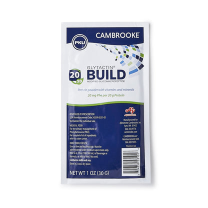 Glytactin BUILD 20/20 Neutral Flavor Powder 1 oz – PKU Protein Supplement for Pediatric and Adult Nutrition