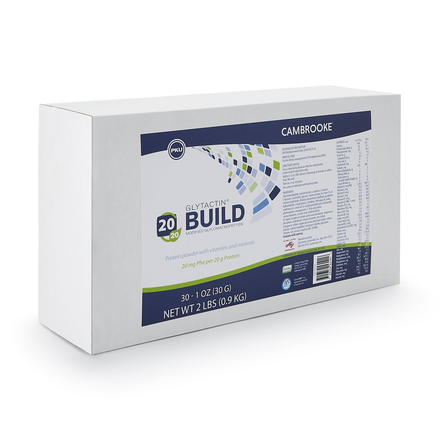 Glytactin BUILD 20/20 Neutral Flavor Powder 1 oz – PKU Protein Supplement for Pediatric and Adult Nutrition