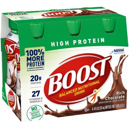 Oral Supplement Boost High Protein Rich Chocolate Flavor Liquid 8 oz. Bottle