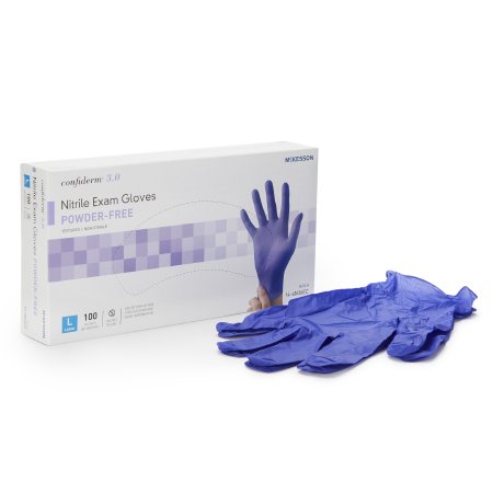 Exam Glove McKesson Confiderm 3.0 NonSterile Nitrile Standard Cuff Length Textured Fingertips Blue Not Rated