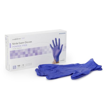 Exam Glove McKesson Confiderm 3.0 NonSterile Nitrile Standard Cuff Length Textured Fingertips Blue Not Rated