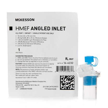 Heat and Moisture Exchanger with Filter McKesson 28 mg H2O / L @ VT 20 mL 1.25 cm H20 @ 5 LPM