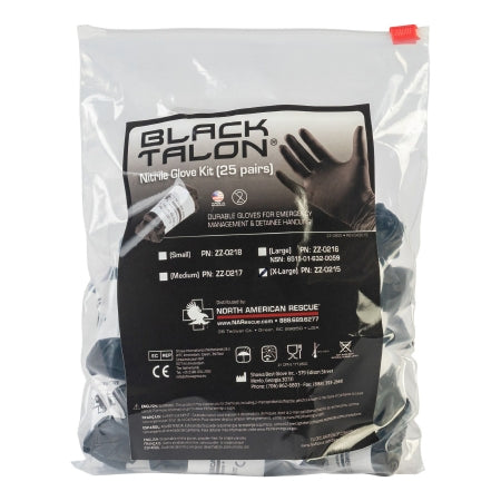 Exam Glove Black Talon NonSterile Nitrile Extended Cuff Length Fully Textured Black Not Rated