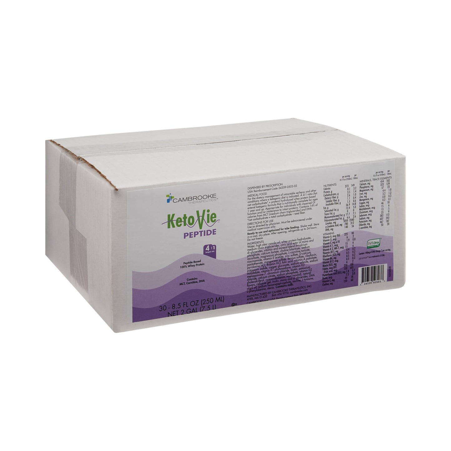KetoVie Peptide 4:1 Ketogenic Oral Supplement Unflavored 8.5 oz Liquid Carton