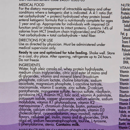 KetoVie Peptide 4:1 Ketogenic Oral Supplement Unflavored 8.5 oz Liquid Carton