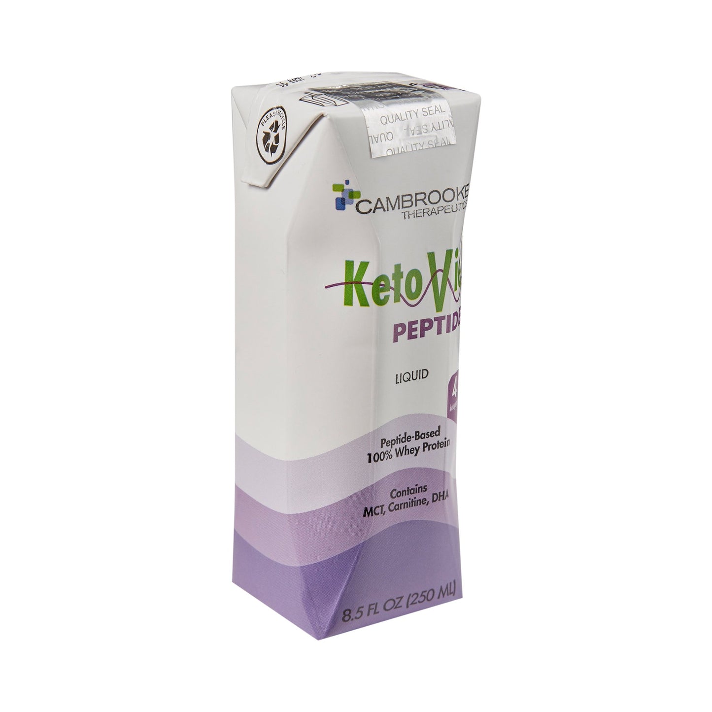KetoVie Peptide 4:1 Ketogenic Oral Supplement Unflavored 8.5 oz Liquid Carton