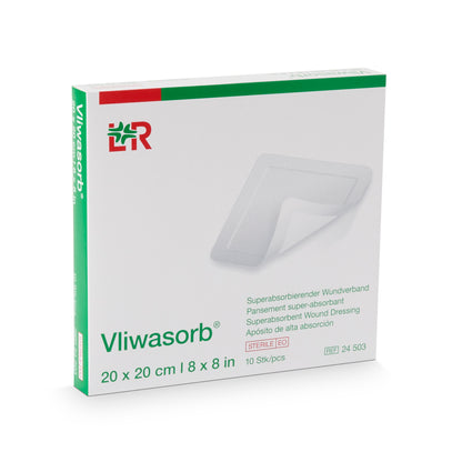 Vliwasorb Super Absorbent Dressing 8 x 8 Inch Square – Sterile High-Exudate Management Pad