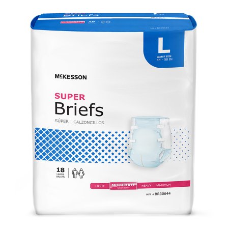 Unisex Adult Incontinence Brief McKesson Medium, Large, X-Large Disposable Moderate Absorbency