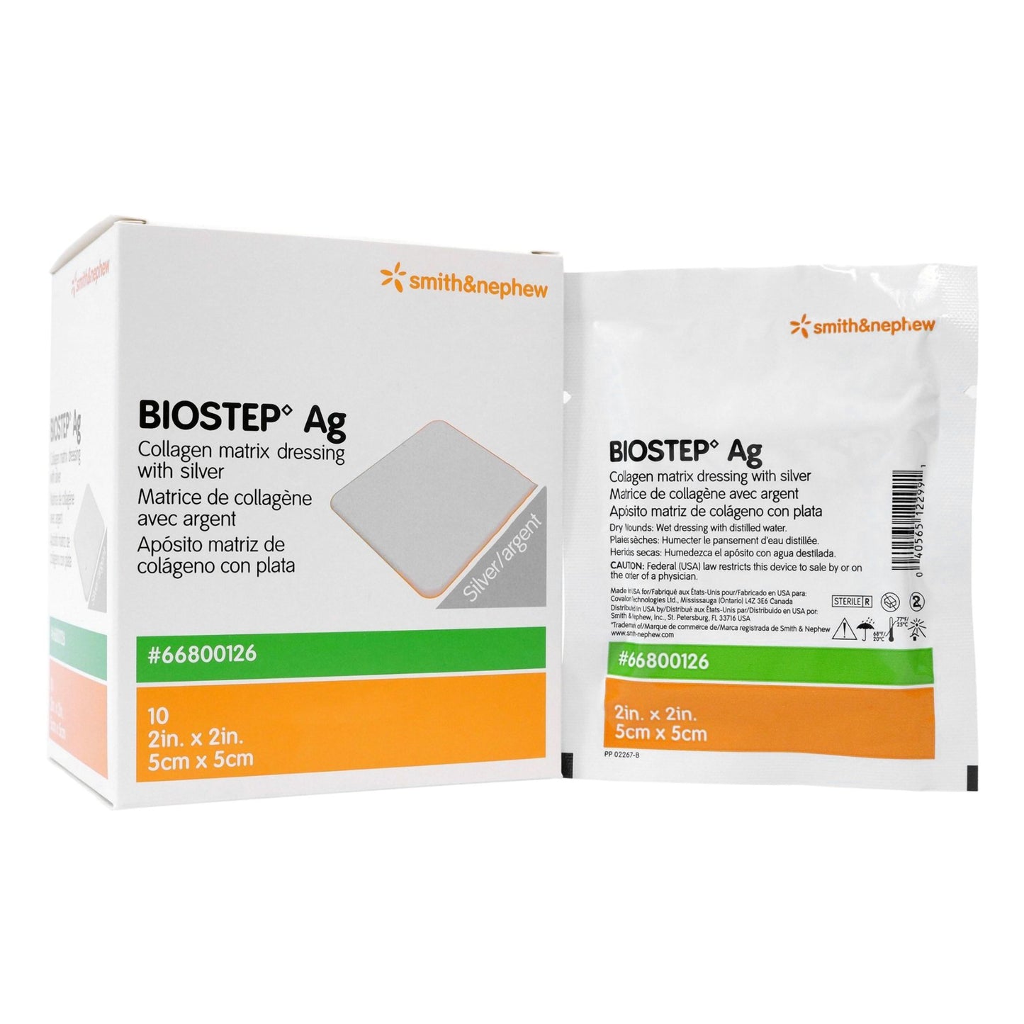 Biostep Ag Silver Collagen Dressing 2 x 2 Inch Square – Sterile Antibacterial Dressing