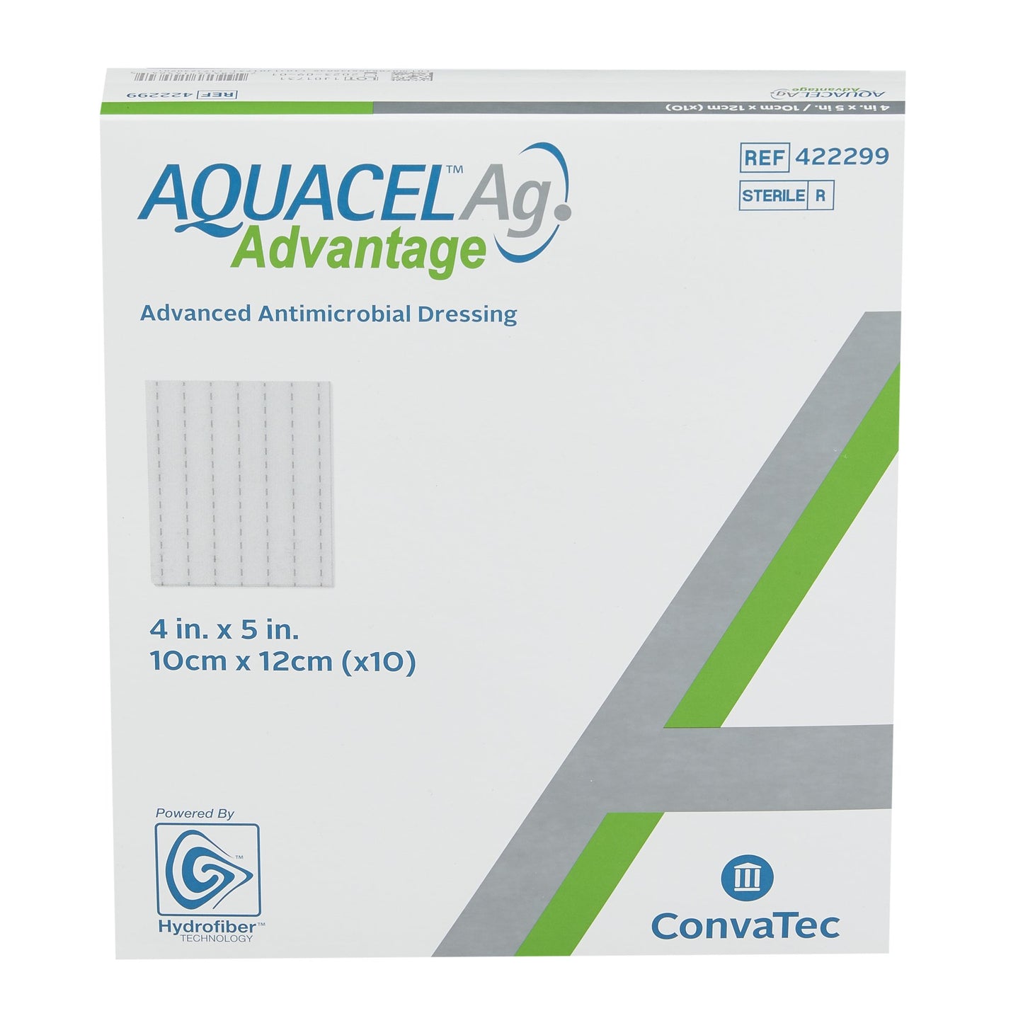 Aquacel Ag Advantage Silver Hydrofiber Dressing 4 x 5 Inch Rectangle – Sterile Antimicrobial Dressing