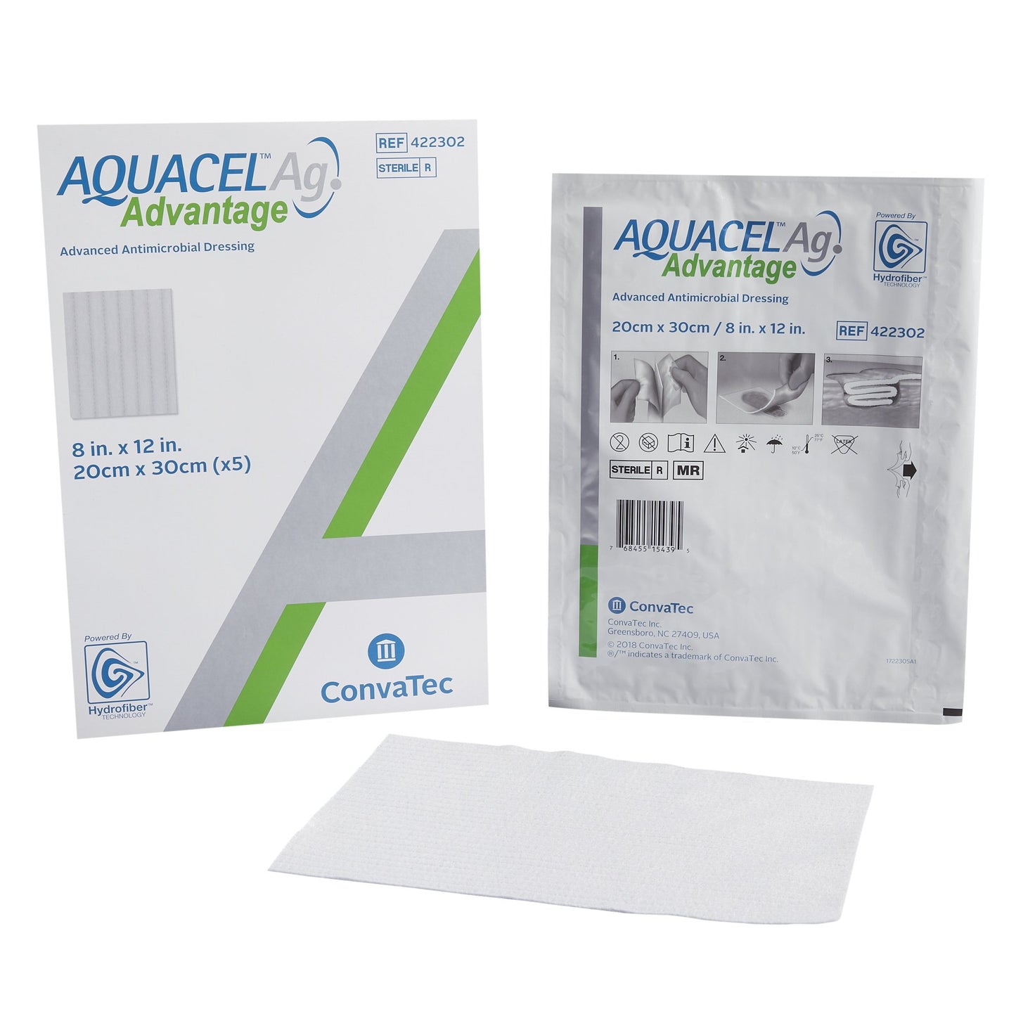 Aquacel Ag Advantage Silver Hydrofiber Dressing 8 x 12 Inch Rectangle – Sterile Antimicrobial Dressing