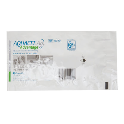 Aquacel Ag Advantage Silver Hydrofiber Ribbon Dressing 0.39 x 18 Inch – Sterile Packing Strip