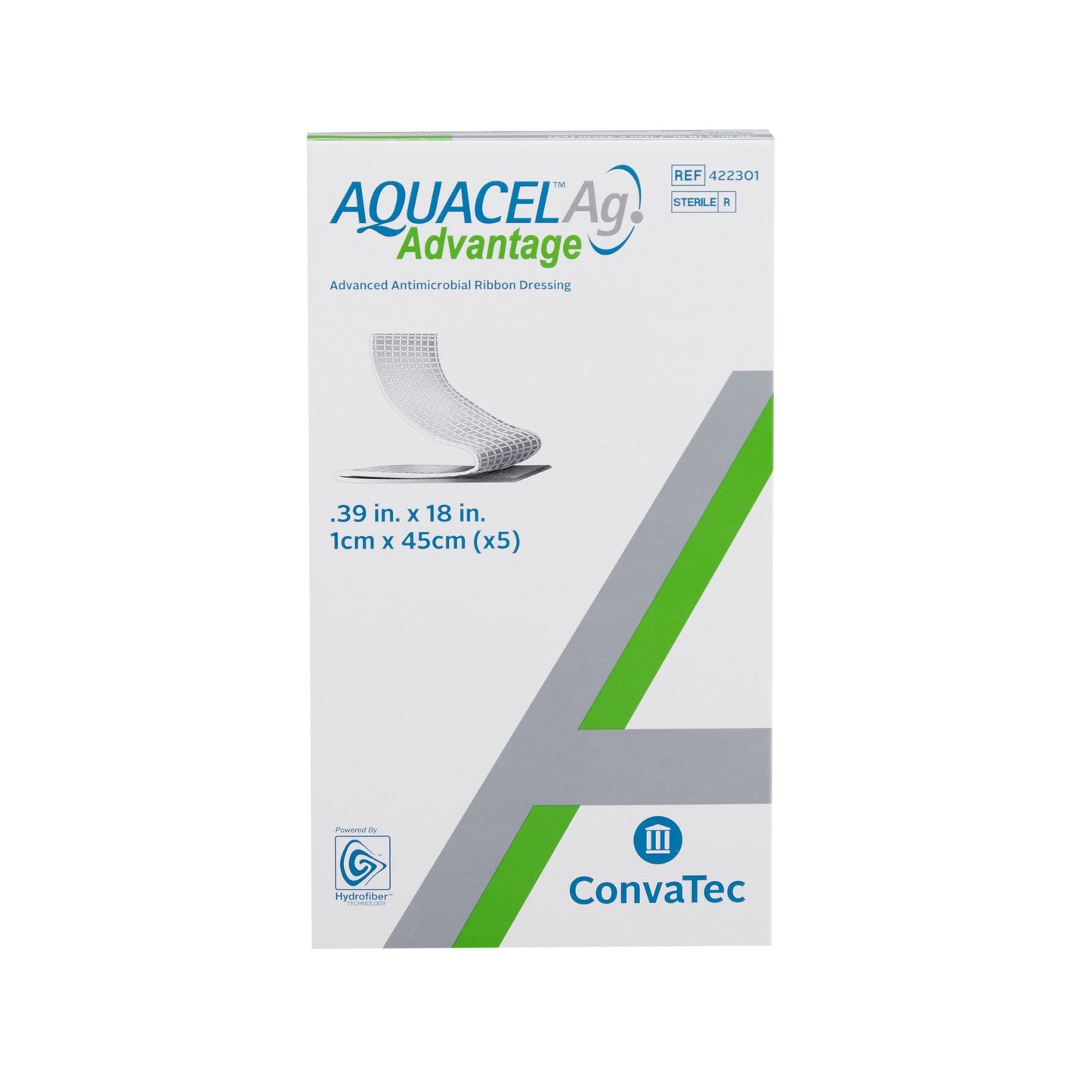 Aquacel Ag Advantage Silver Hydrofiber Ribbon Dressing 0.39 x 18 Inch – Sterile Packing Strip