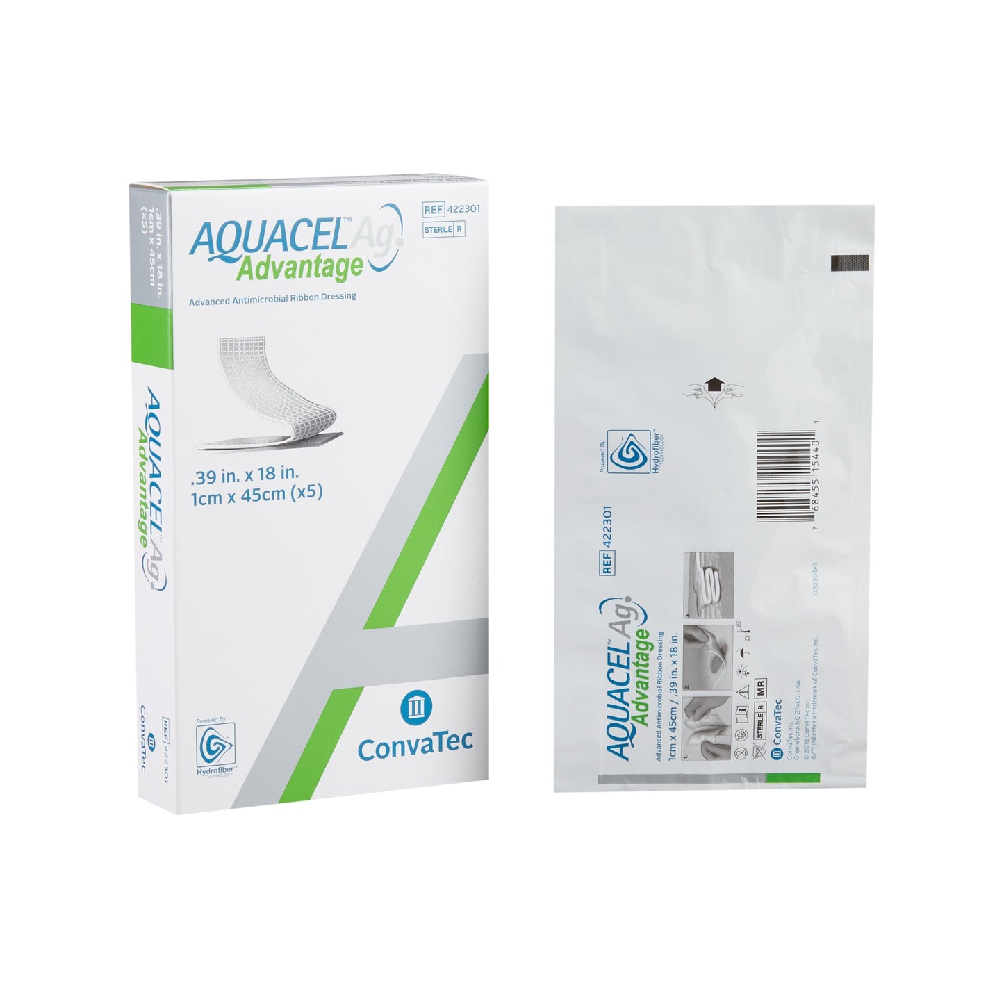 Aquacel Ag Advantage Silver Hydrofiber Ribbon Dressing 0.39 x 18 Inch – Sterile Packing Strip