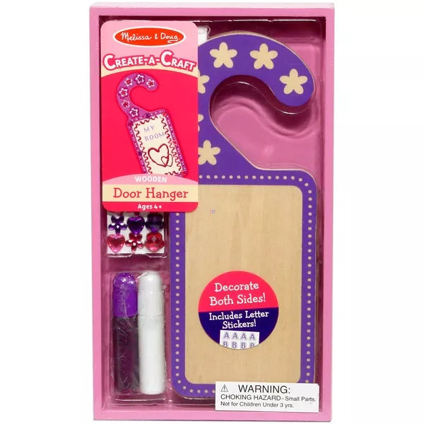 Melissa and Doug Create-A-Craft Wooden Door Hanger Kit – Paint & Decorate DIY Craft, Purple, Ages 4+