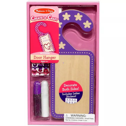 Melissa and Doug Create-A-Craft Wooden Door Hanger Kit – Paint & Decorate DIY Craft, Purple, Ages 4+