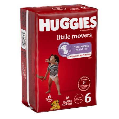 Unisex Baby Diaper Huggies Little Movers Size 6 Disposable Moderate Absorbency