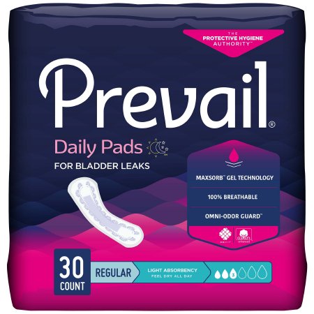 Bladder Control Pad Prevail Daily Light Absorbency Polymer Core