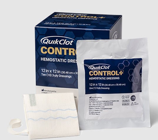 QuikClot Control+ Hemostatic Dressing 12 x 12 Inch Sterile – Kaolin Nonwoven Gauze Dressing