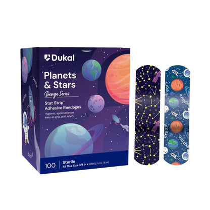 Stat Strip Adhesive Strip – Kid Design (Planets / Stars) 3/4 x 3 Inch