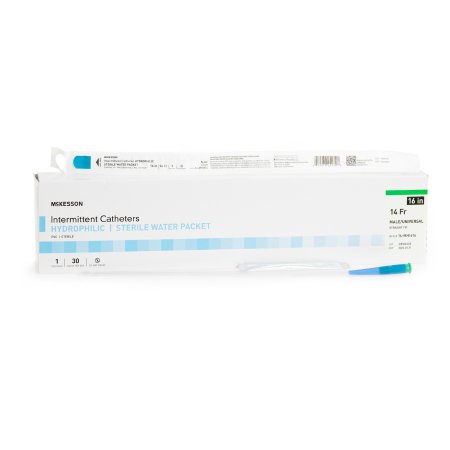 Urethral Catheter McKesson Straight Tip Hydrophilic Coated PVC 10,12,14,16,18 Fr. 16 Inch