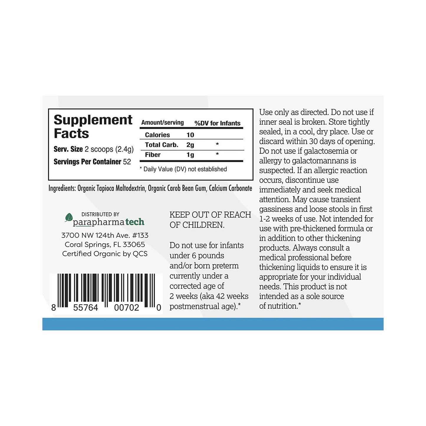 Gelmix Infant Formula and Breast Milk Thickener Unflavored Powder 4.4 oz Jar IDDSI Level 1
