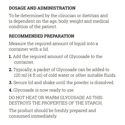 Glycosade Unflavored Powder 60 g Individual Packet Oral Supplement for Glycogen Storage Disease