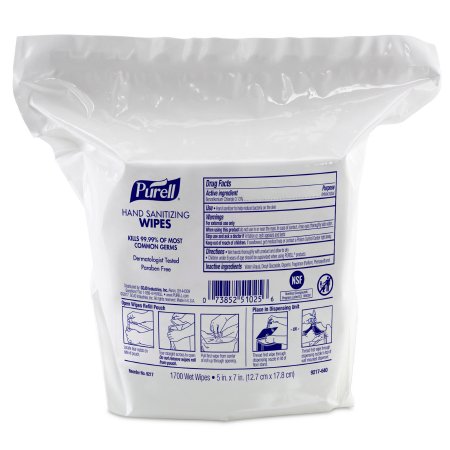 Hand Sanitizing Wipe Purell 1,700 Count BZK (Benzalkonium Chloride) Wipe Refill Pouch