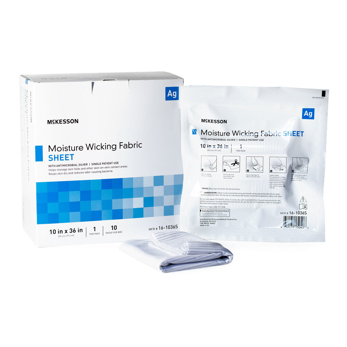 McKesson Silver Moisture Wicking Fabric 10 x 36 Inch, Nonsterile