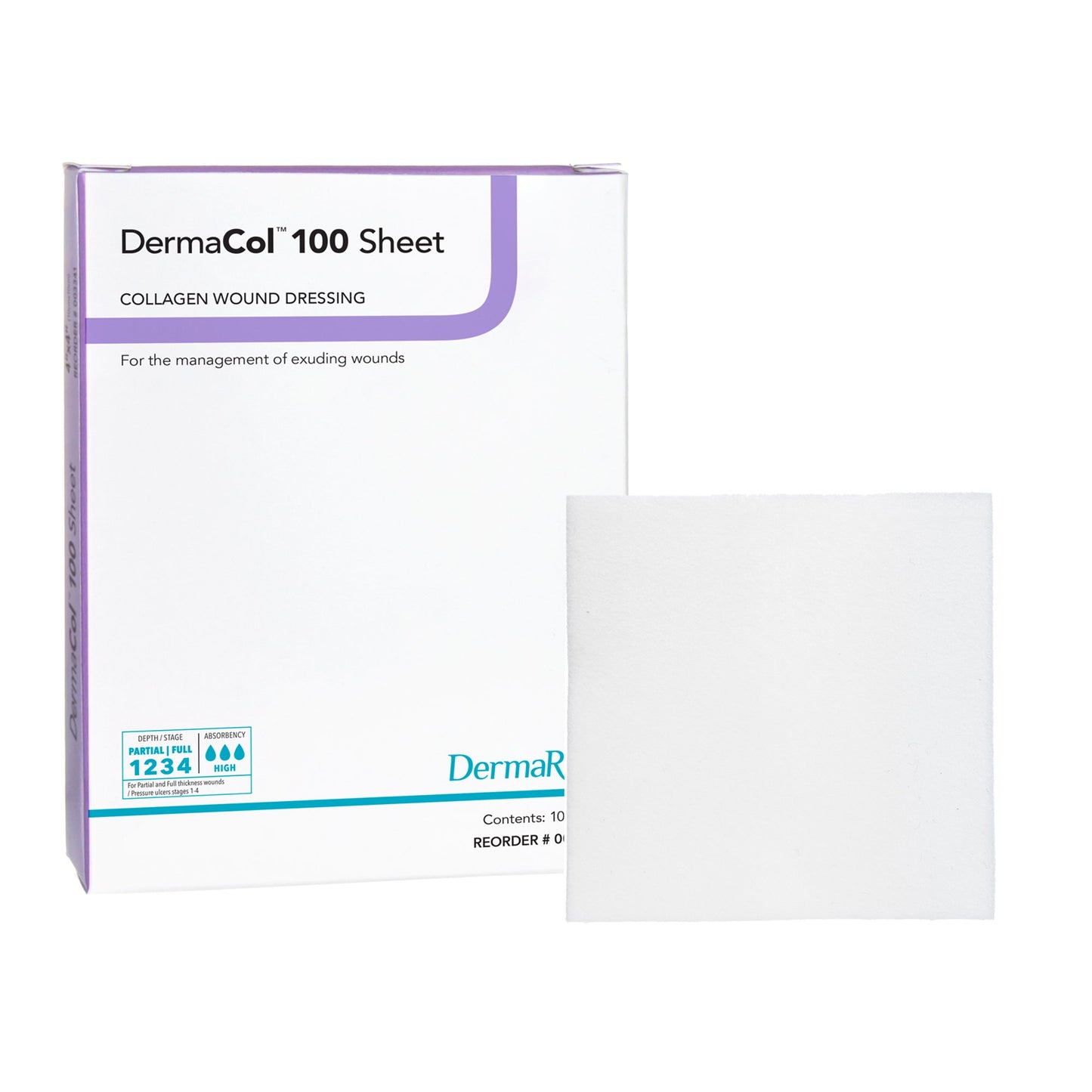 DermaCol 100 Collagen Dressing 2 x 2 Inch Sterile Square Dressing