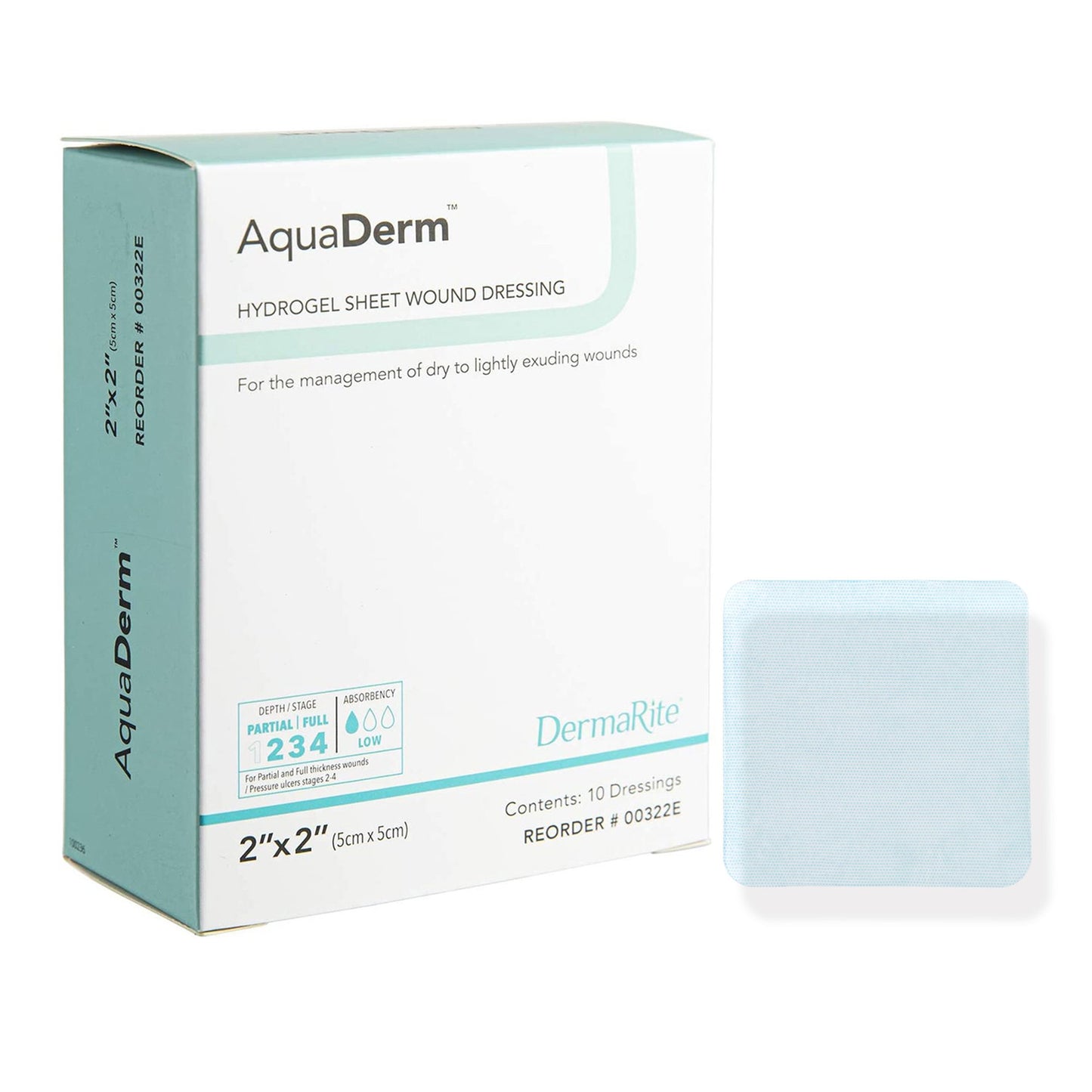 AquaDerm Hydrogel Wound Dressing Sheet 2 x 2 Inch Sterile