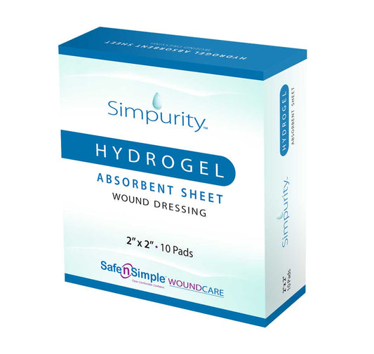 Safe N Simple Simpurity Hydrogel Wound Dressing Sheet 2 x 2 Inch Sterile