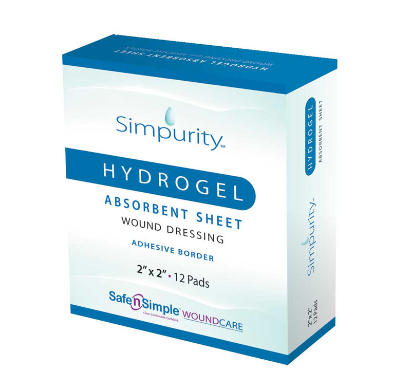 Simpurity HydroGel Wound Dressing 2 x 2 Inch Sterile with Border