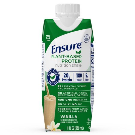 Oral Supplement Ensure Plant Based Protein Nutrition Shake Vanilla Flavor Liquid 11 oz. Carton