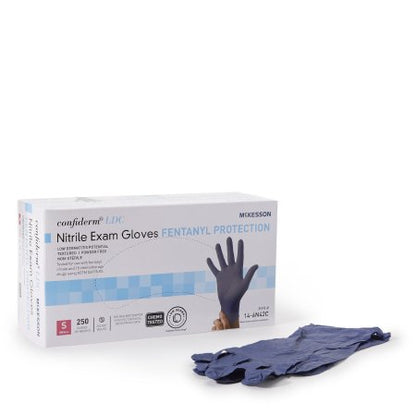 Exam Glove McKesson Confiderm LDC NonSterile Nitrile Standard Cuff Length Fully Textured Blue Chemo Tested / Fentanyl Tested