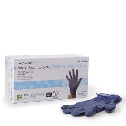 Exam Glove McKesson Confiderm LDC NonSterile Nitrile Standard Cuff Length Fully Textured Blue Chemo Tested / Fentanyl Tested