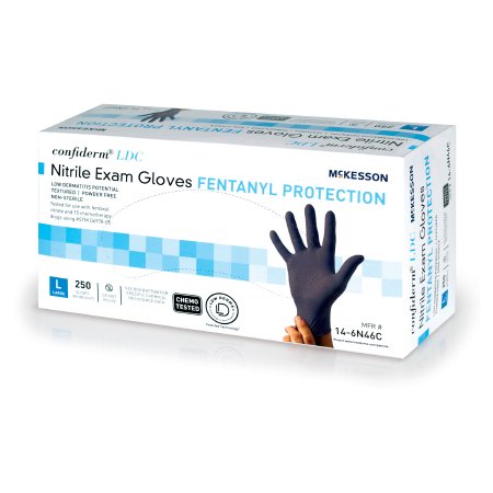 Exam Glove McKesson Confiderm LDC NonSterile Nitrile Standard Cuff Length Fully Textured Blue Chemo Tested / Fentanyl Tested