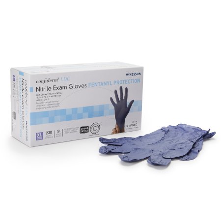 Exam Glove McKesson Confiderm LDC NonSterile Nitrile Standard Cuff Length Fully Textured Blue Chemo Tested / Fentanyl Tested