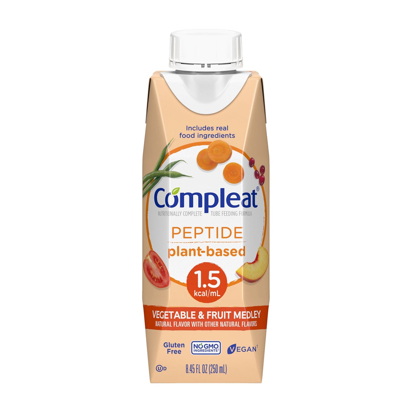 Compleat Peptide 1.5 Oral Supplement Liquid Vegetable-Fruit Flavor 8.45 oz Carton