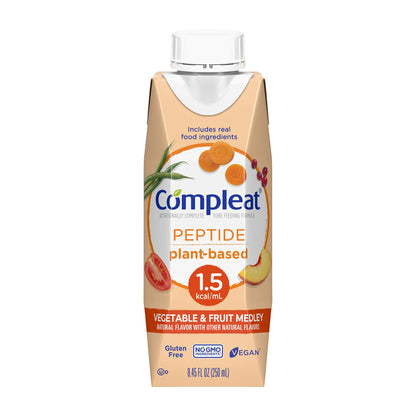 Compleat Peptide 1.5 Oral Supplement Liquid Vegetable-Fruit Flavor 8.45 oz Carton