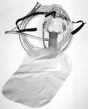 NonRebreather Oxygen Mask B&F Medical Elongated Style Adult One Size Fits Most Adjustable Head Strap / Nose Clip