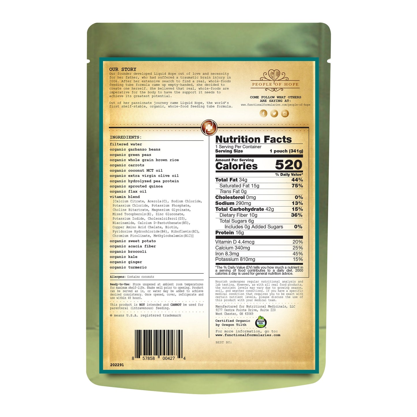 Nourish Peptide Pediatric Oral Supplement Organic Liquid 12 oz