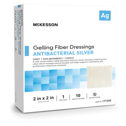 McKesson Silver Gelling Fiber Dressing 2 x 2 Inch Sterile Ionic Silver Wound Dressing