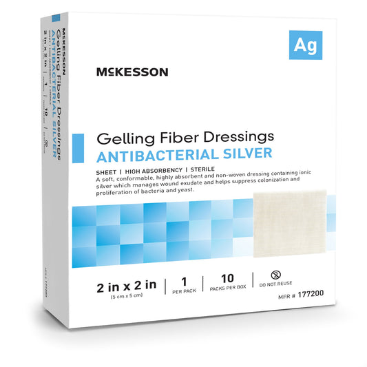 McKesson Silver Gelling Fiber Dressing 2 x 2 Inch Sterile Ionic Silver Wound Dressing