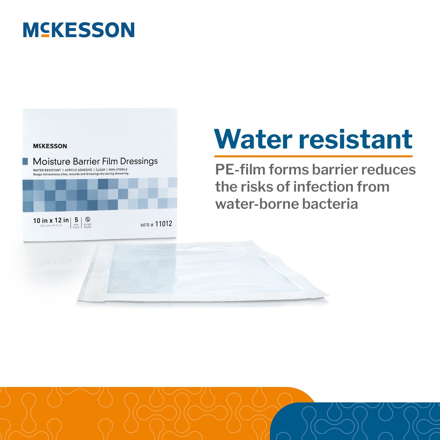 McKesson IV Site Barrier Protector – Clear Waterproof Dressings 9x9 Inch & 10x12 Inch NonSterile